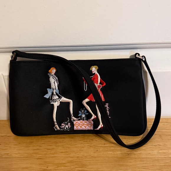 Chic Black Embroidered Clutch - Picture 8 of 8